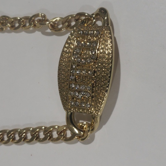 Gold-Tone Bold Statement Necklace Sparkling Lettering - Women's Fashion Jewelry - Picture 4 of 7